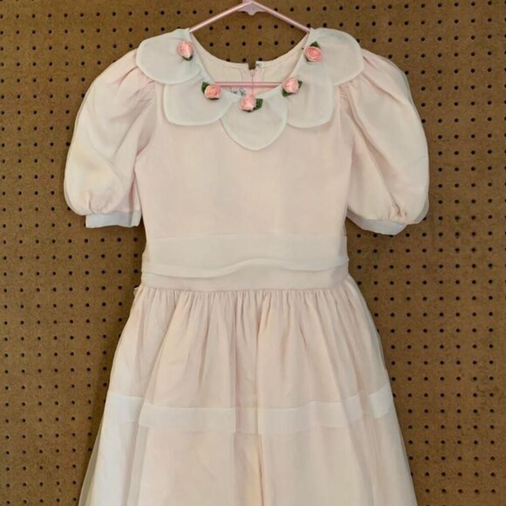 Vintage 90s 80s Retro‎ Pink Dress Spring Easter Neiman Marcus Floral Pastel 14
